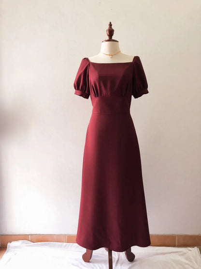 AABEI DRESS Party Dress Elegant A Line Square Neck Puff Sleeve Vintage Graduation Prom Dress