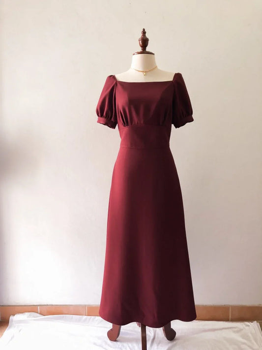 AABEI DRESS Party Dress Elegant A Line Square Neck Puff Sleeve Vintage Graduation Prom Dress