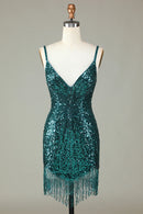 AABEI DRESS Hot Sale Homecoming Dress Sparkly Bodycon Spaghetti Straps Lace-Up Back Beading Fashion Short Graduation Dress