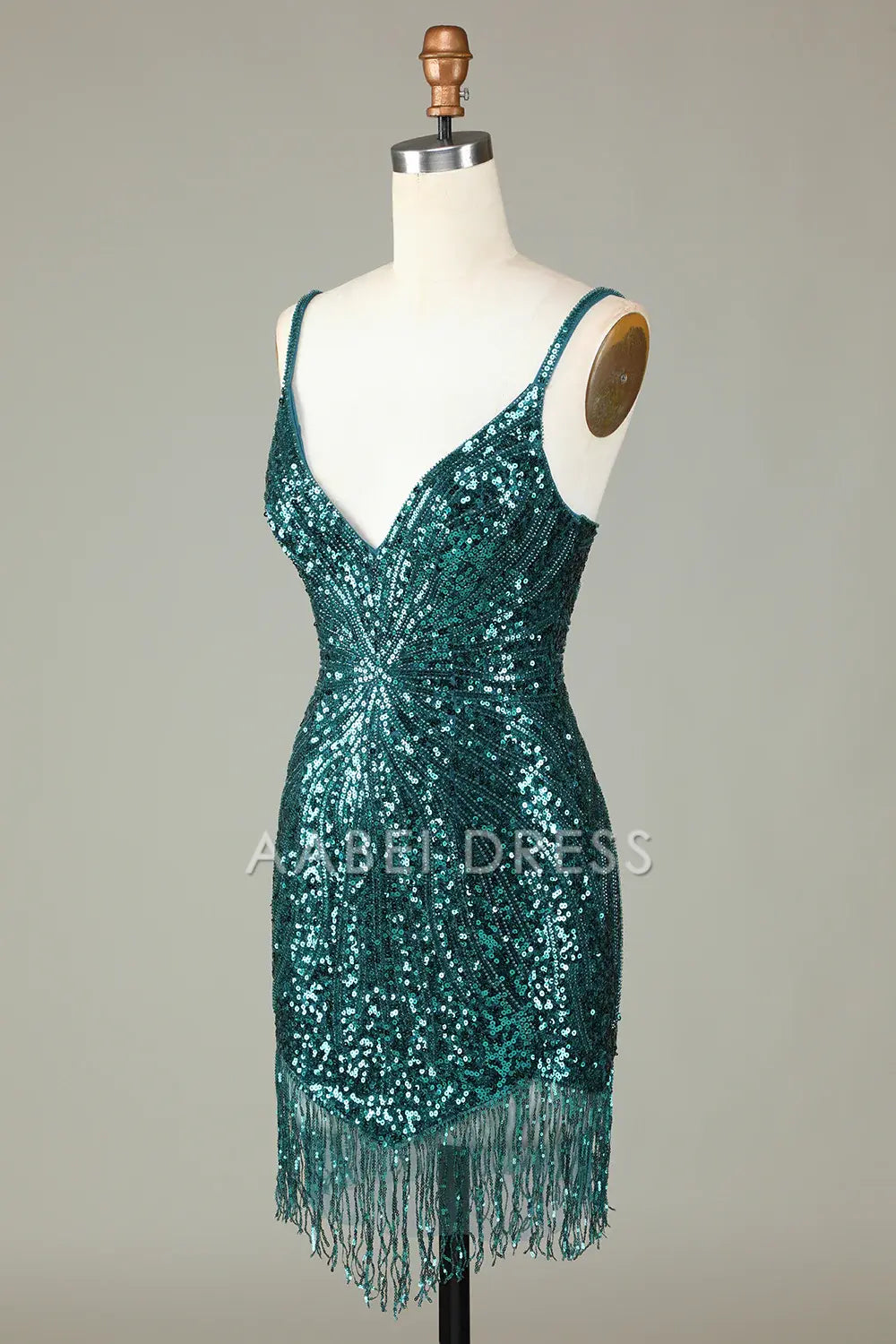 AABEI DRESS Hot Sale Homecoming Dress Sparkly Bodycon Spaghetti Straps Lace-Up Back Beading Fashion Short Graduation Dress