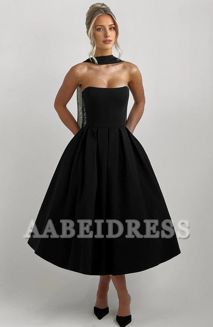 Formal Wear Dresses Bridesmaid Dresses A Line Strapless Backless Elegant Exquisite Dresses Wedding Guests Dresses