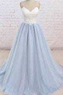 A Line  Spaghetti Straps  Sweetheart Long Evening Dresses Prom Dresses