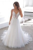 Wedding Dresses Awesome Backless With Appliques And Strapss