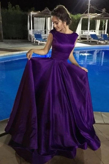 Prom Dresses Ball Gown Satin Sleeveless Backless