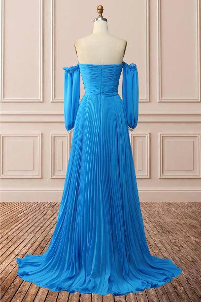 Charming  Sweetheart Chiffon with slit beades Prom Dresses