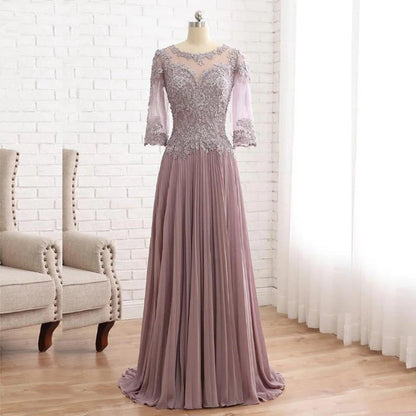 Mother of the Bride Dresses Charming Lace Jewel Neck 3/4 Sleeves With Appliqued