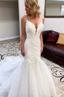 Charming Mermaid Long Spaghetti Straps Wedding Dresses