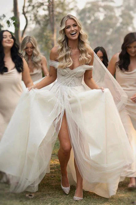 Elegant Off the Shoulder Sweetheart Bride Wedding Dresses