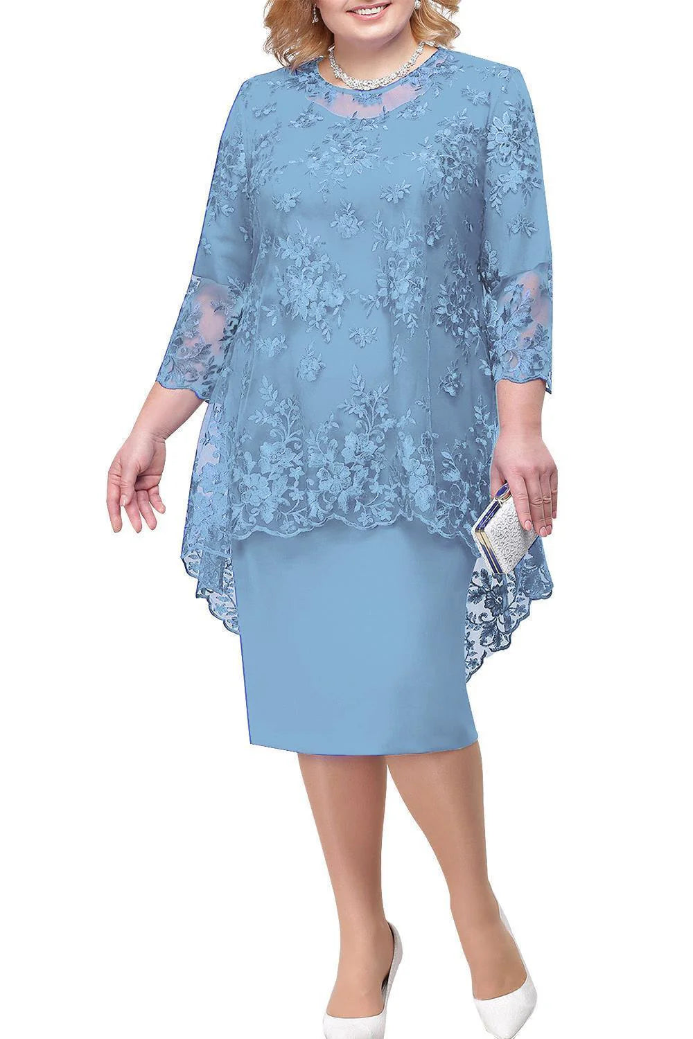 Mother Of The Bride Dress Elegant Plus Size Sheath Knee Length With Lace Jacket