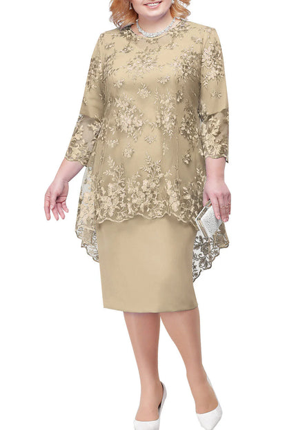 Mother Of The Bride Dress Elegant Plus Size Sheath Knee Length With Lace Jacket