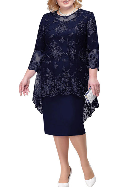 Mother Of The Bride Dress Elegant Plus Size Sheath Knee Length With Lace Jacket