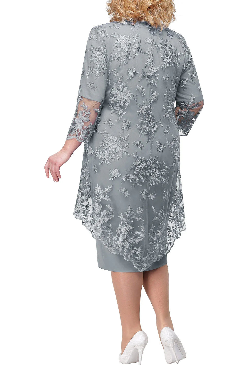 Mother Of The Bride Dress Elegant Plus Size Sheath Knee Length With Lace Jacket