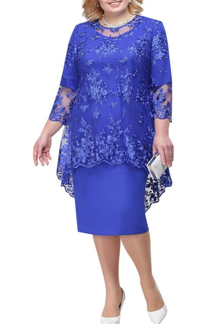 Mother Of The Bride Dress Elegant Plus Size Sheath Knee Length With Lace Jacket