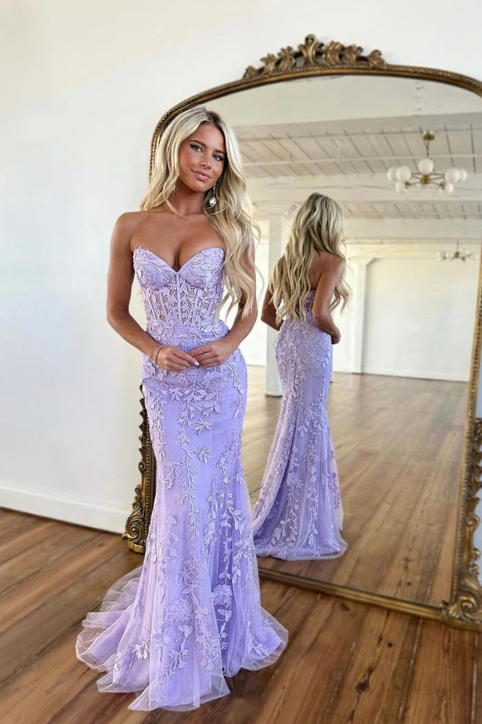 Prom Dresses Gorgeous  Lace  Sweetheart Sleeveless Mermaid Appliques