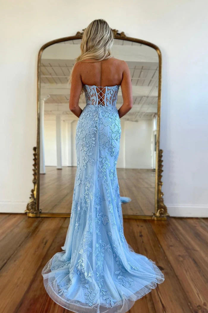 Prom Dresses Gorgeous  Lace  Sweetheart Sleeveless Mermaid Appliques