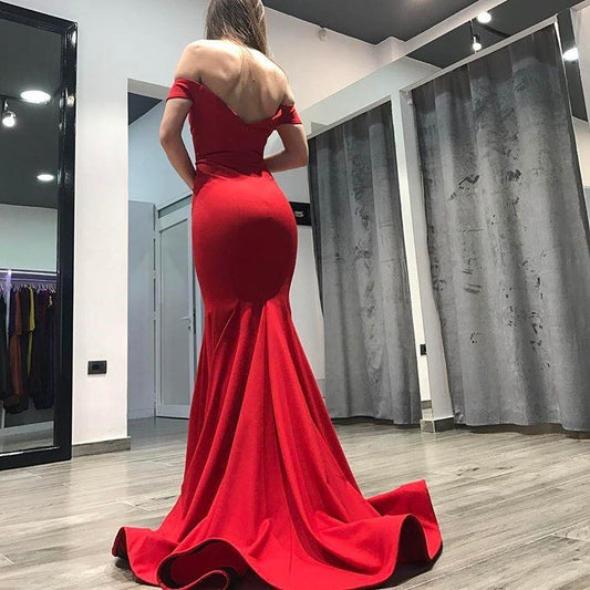 Mermaid Off the Shoulder  Long Prom Dresses Backless Evening Dresses