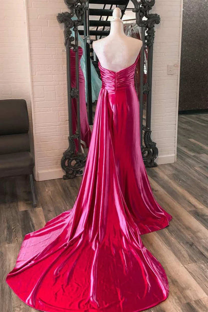 Prom Dresses Mermaid Sweetheart Satin Split with Attached Train