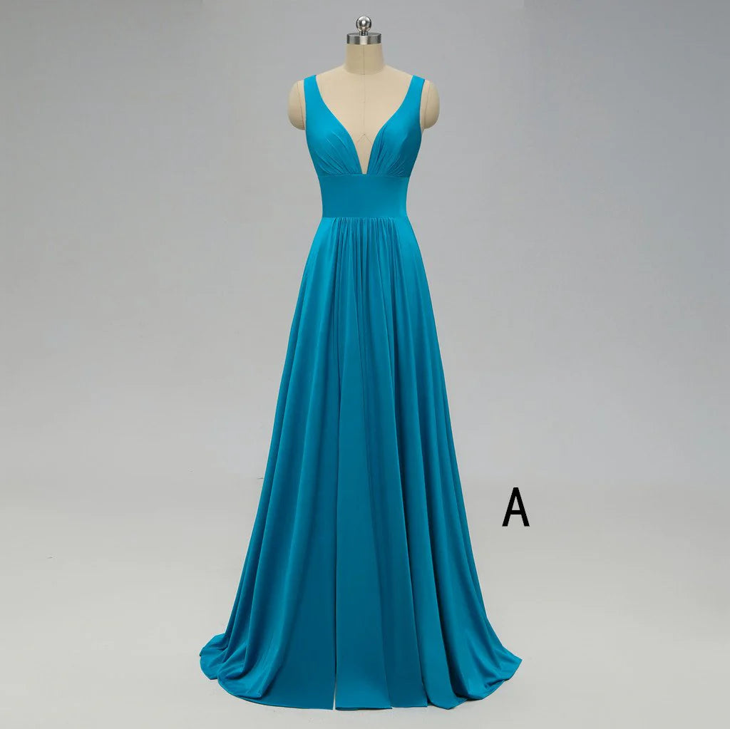 Bridesmaid Dresses Mix And Match Elegant A Line V Neck Long Backless