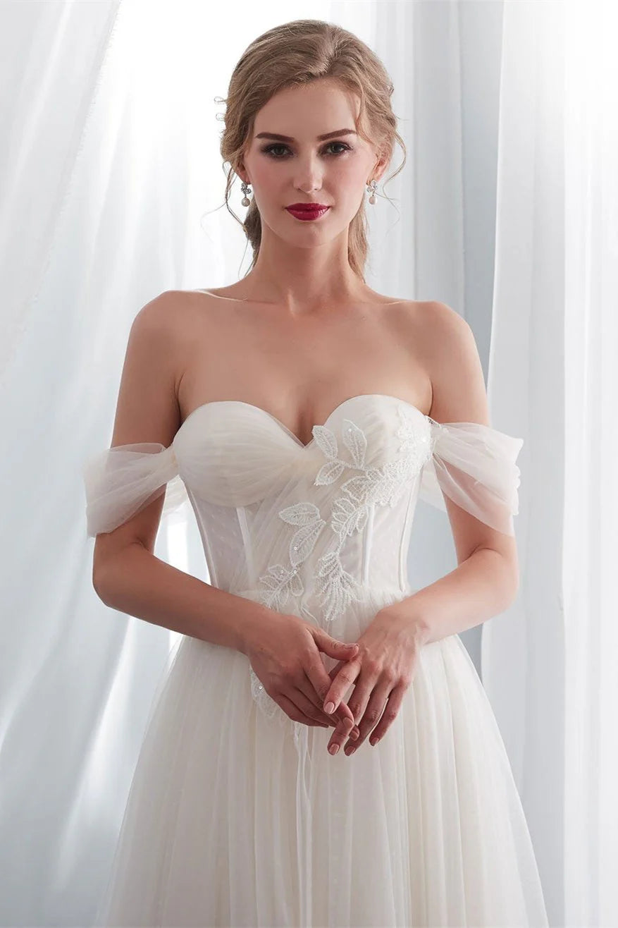 Off The Shoulder Tulle Wedding Dresses