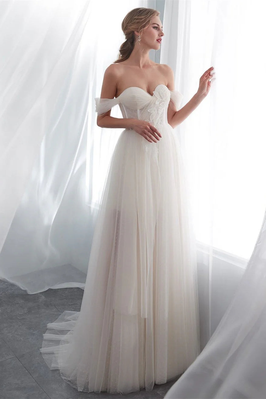 Off The Shoulder Tulle Wedding Dresses