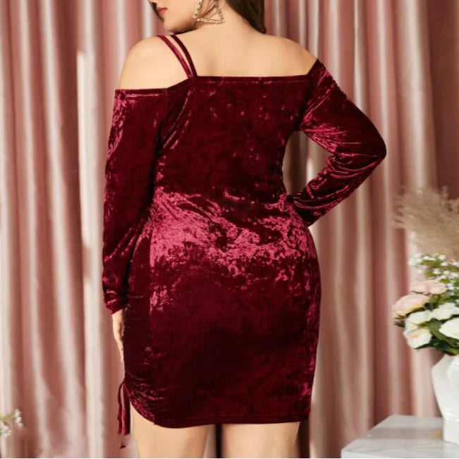 Plus Size Prom Dresses Off The Shoulder Velvet Short/Mini