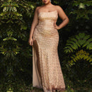 Plus Size Prom Dresses Mermaid Strapless Sequins With Slit