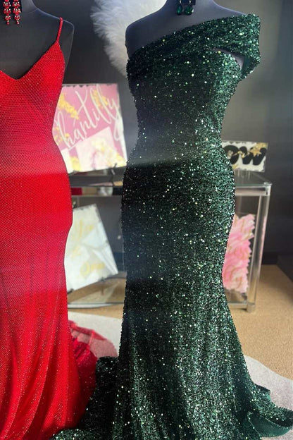 Plus Size Prom Dress Sequin Off The Shoulder Mermaid Long