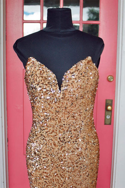 Mermaid Sequins Strapless Prom Dresses