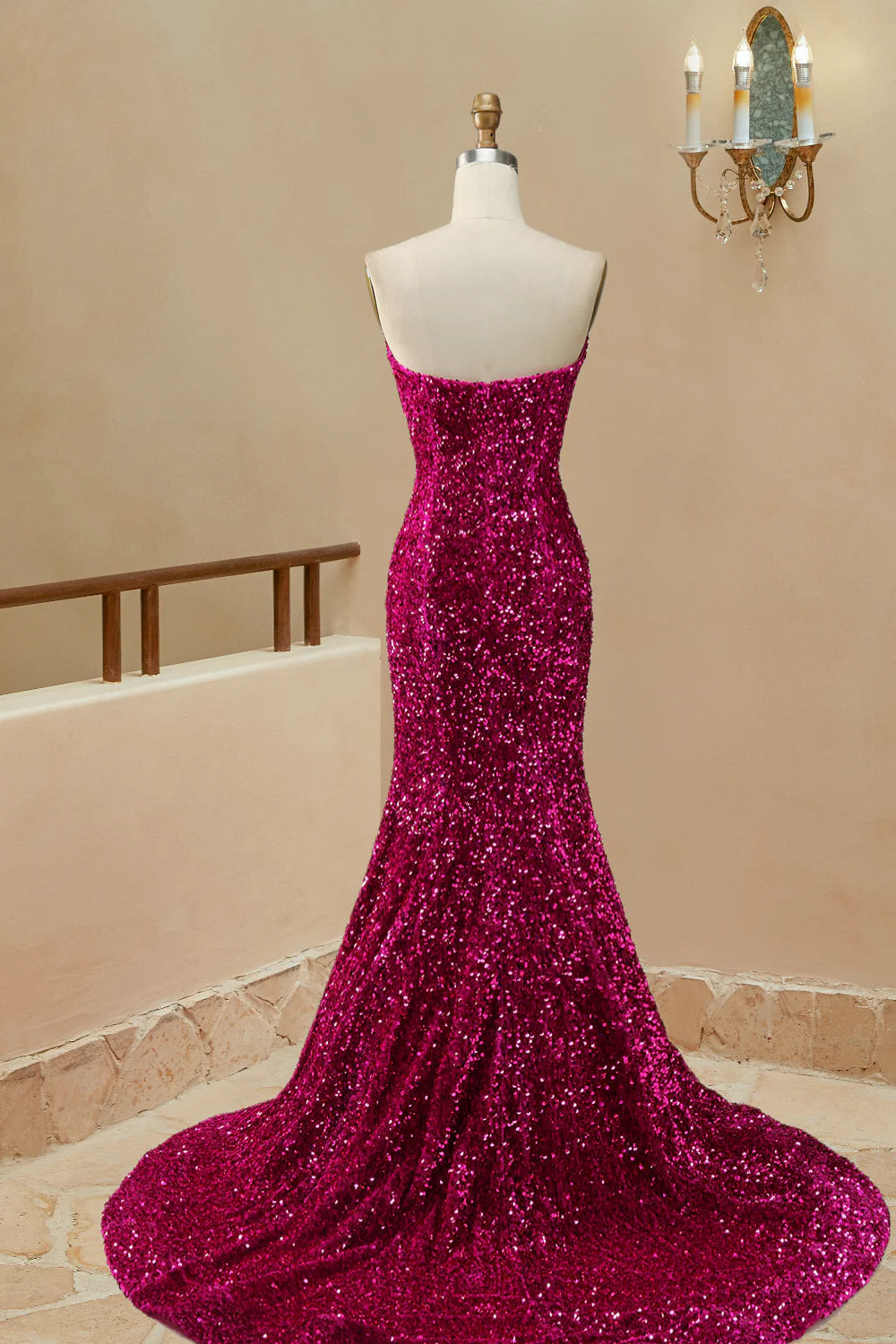 Mermaid Sequins Strapless Prom Dresses