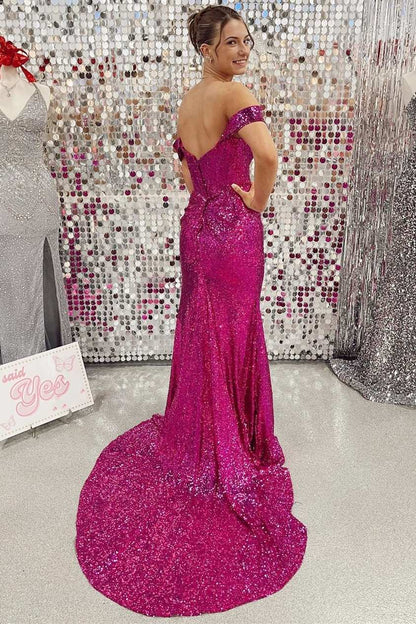 Prom Dresses  Sexy Leg Slit Long Off-the-Shoulder Sweetheart Mermaid