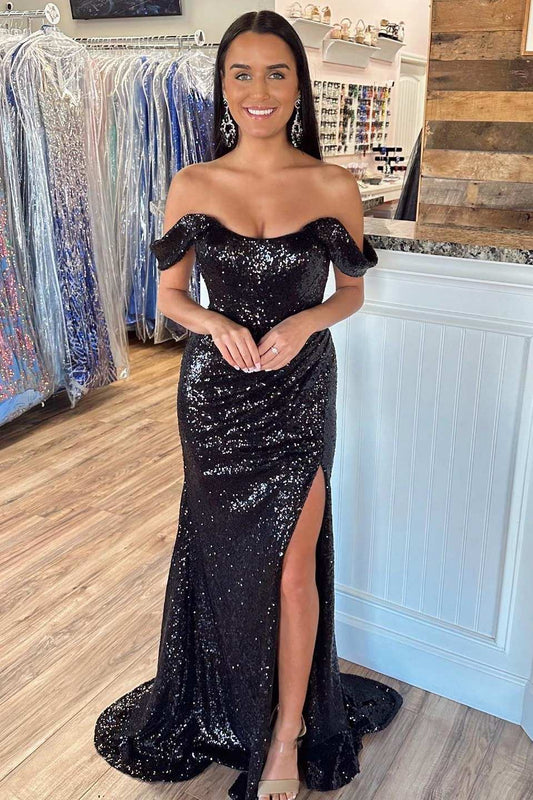 Prom Dresses  Sexy Leg Slit Long Off-the-Shoulder Sweetheart Mermaid