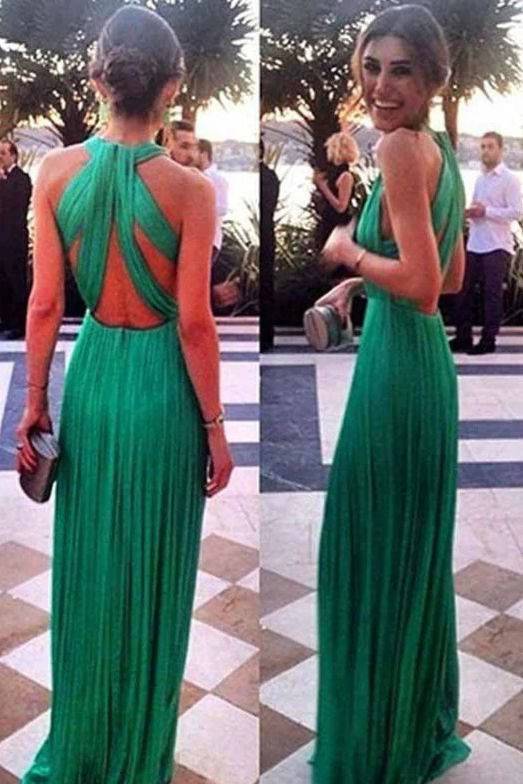 Sexy Open Back Chiffon With Ruffles Dresses