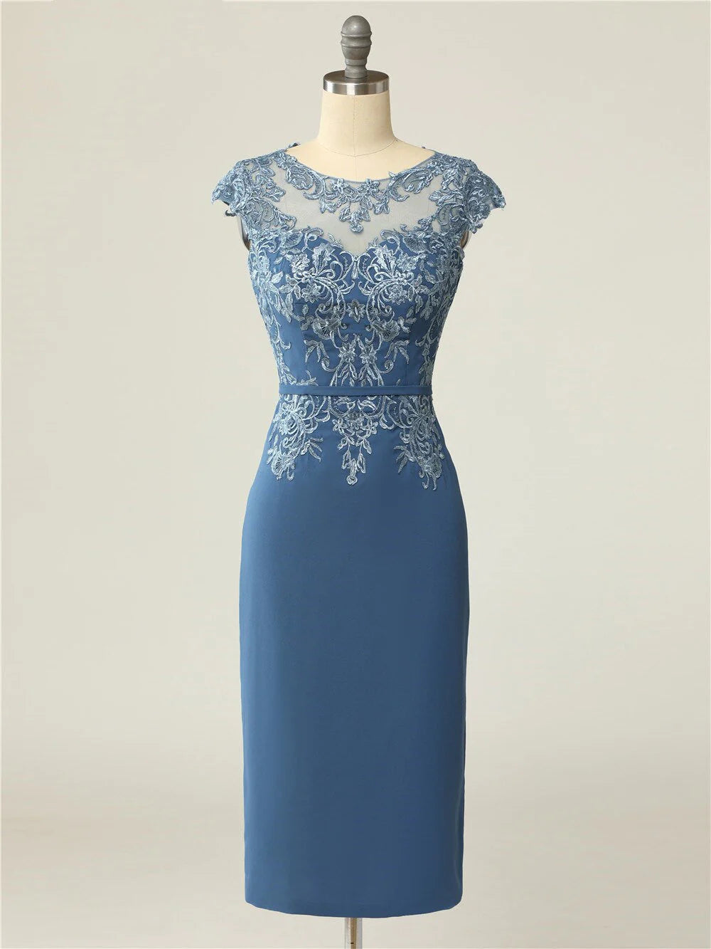 Mother Of The Bride Dresses Lace Navy Blue With Jacket Cap Sleeves