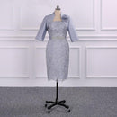 Mother Of The Bride Dress Vintage Lace Sheath 3/4 Sleeve Tea Length With Jacket