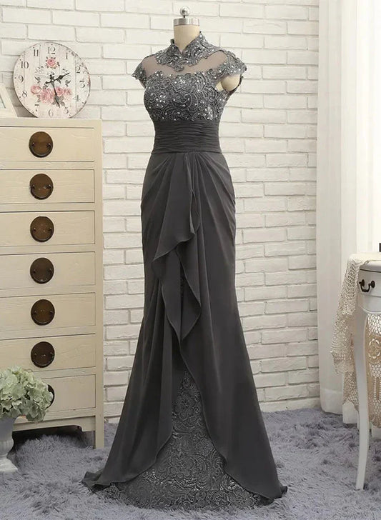 Mother Of The Bride Dresses Sheath lace High Neck Floor-Length