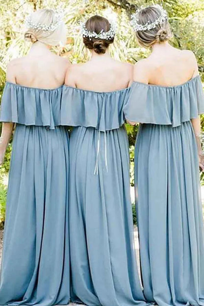 Bridesmaid Dress A-Line Off the Shoulder Long Chiffon