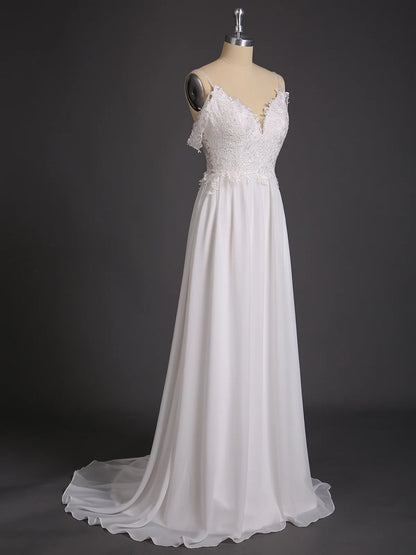 Wedding Dress Spaghetti Strap Chiffon Simple Fashion Dress