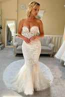 Wedding Dress Lace Strapless Mermaid Long