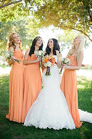 Bridesmaid Dresses Cheap Sweetheart Orange Chiffon Long  Online