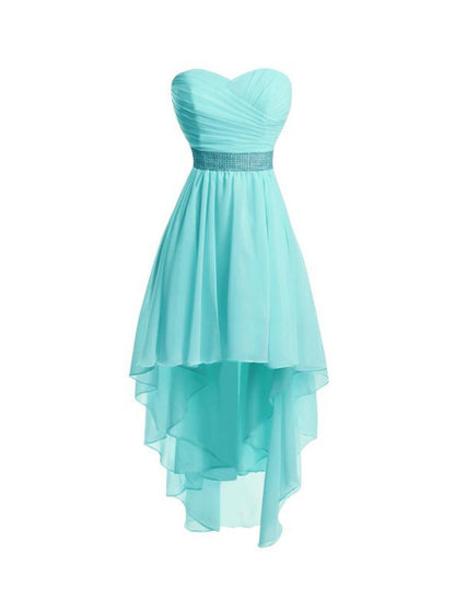 A-Line Homecoming Dresses Tiered Dress Strapless High Low Dress Asymmetrical Sleeveless Chiffon With Ruched