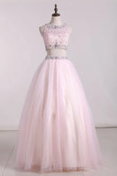 Two-Piece Scoop Ball Gown Quinceanera Dresses Tulle