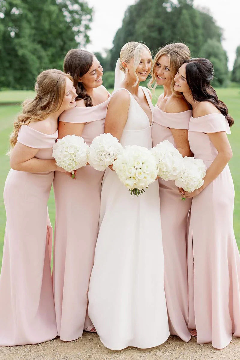 Bridesmaid Dresses Simple Mermaid Off the Shoulder Light Long