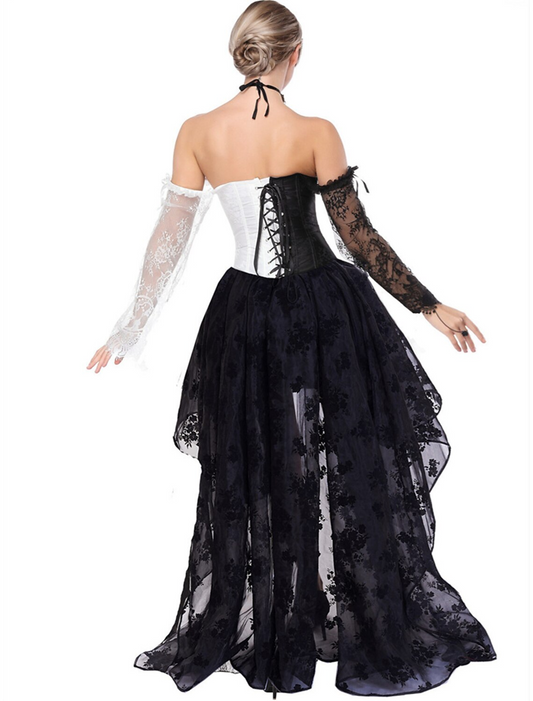 A-Line Prom Dresses Vintage Dress Masquerade Asymmetrical Long Sleeve Off Shoulder Lace with Appliques