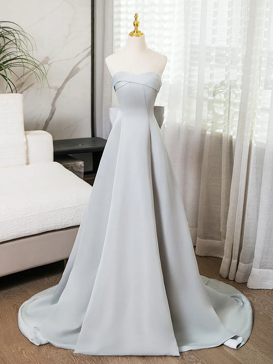 Formal Dress A-Line Sweetheart Neck Satin Long Evening Dress