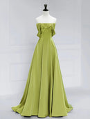 Atmosphere A-Line Satin Off Shoulder Long Prom Dress Long Formal Luxury Dignified Party dress