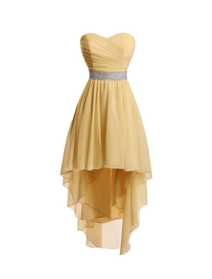 A-Line Homecoming Dresses Tiered Dress Strapless High Low Dress Asymmetrical Sleeveless Chiffon With Ruched