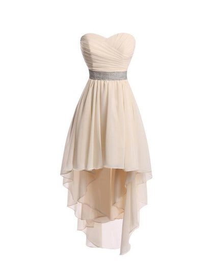 A-Line Homecoming Dresses Tiered Dress Strapless High Low Dress Asymmetrical Sleeveless Chiffon With Ruched