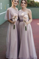 Bridesmaid Dresses Elegant A-Line One Shoulder Long