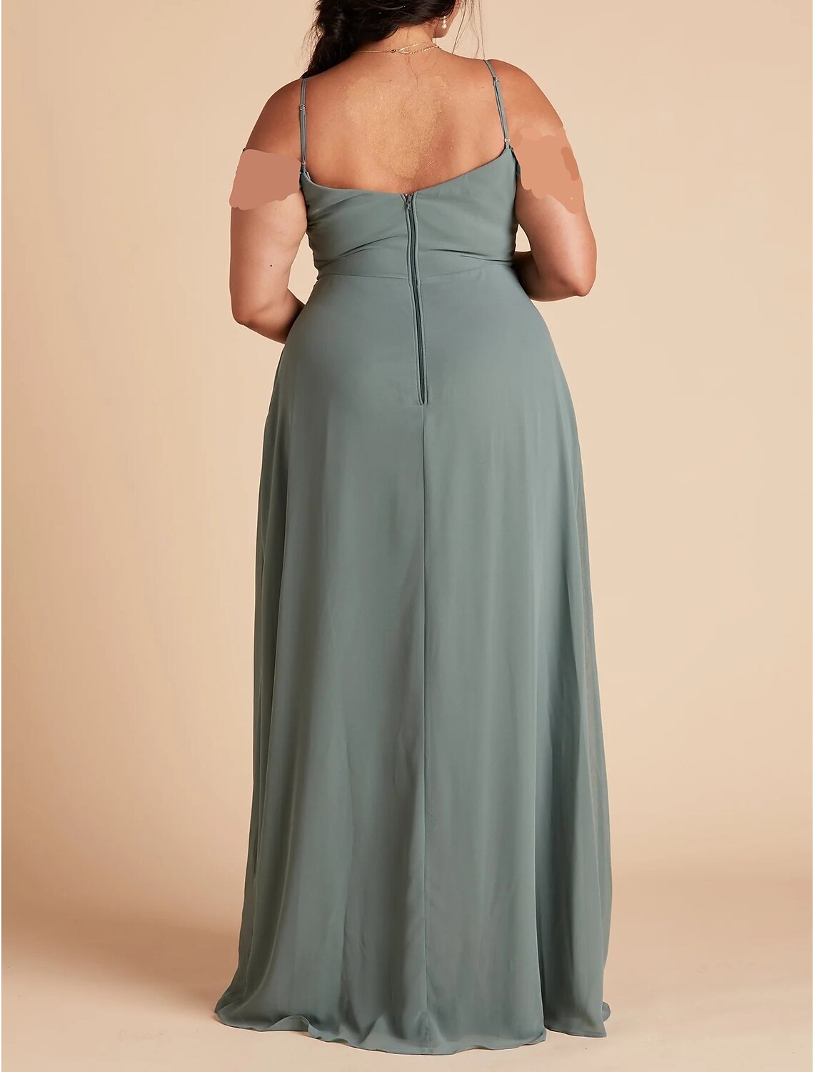 A-Line Bridesmaid Dress Spaghetti Strap Sleeveless Sexy Floor Length Chiffon with Solid Color