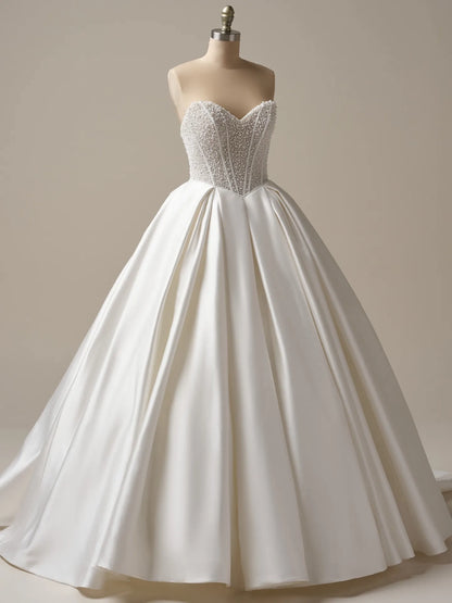 Wedding Dress A-Line V-Neck Strapless Sweetheart Neckline Off-the-Shoulder Sleeveless Beaded Gorgeous Bridal Gown Formal Wear Dress
